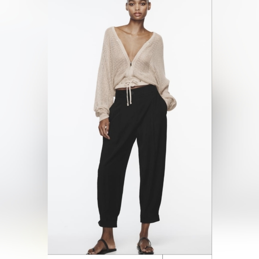 Zara Cuffed Ankle Barrel Pants Sz- Large